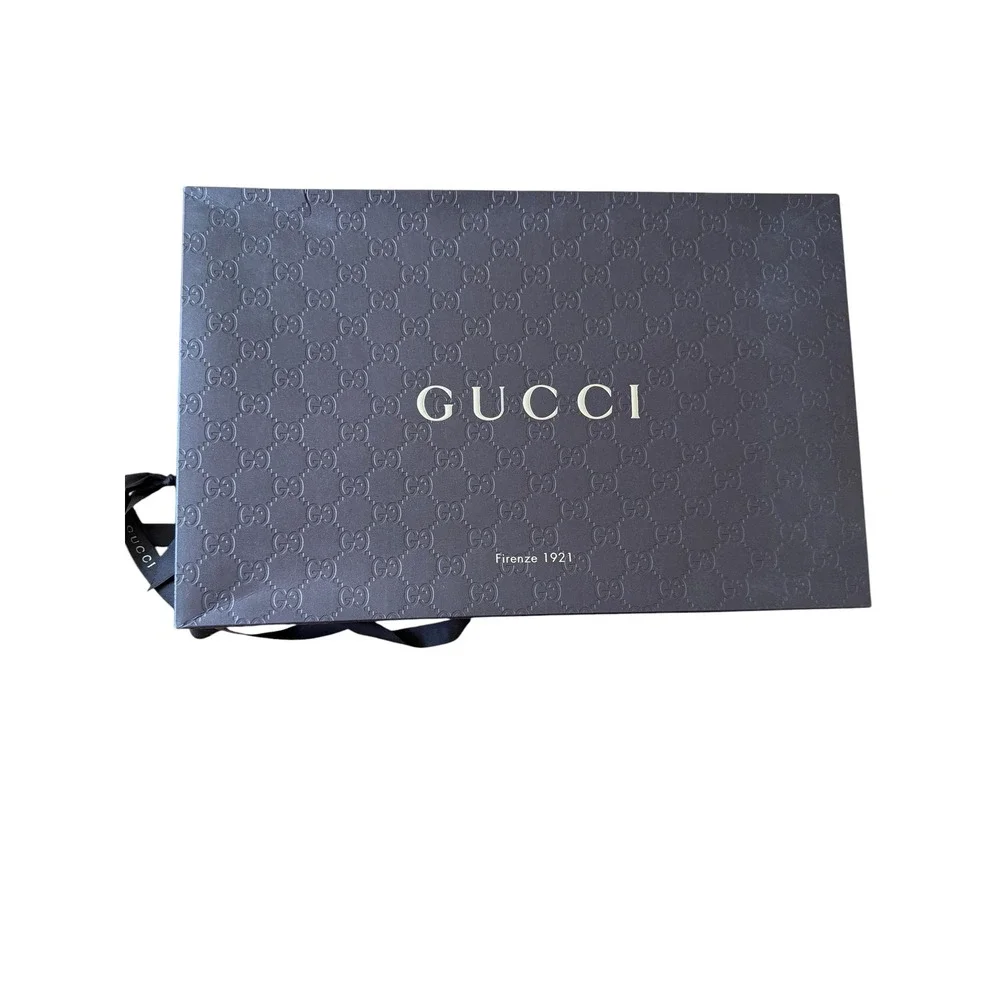 Gucci Empty Gift Box Dust Bag Ribbon Tissue Paper Monogram Brown Firenze 1921
